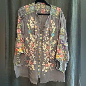 JOHNNY WAS embroidered tunic blouse